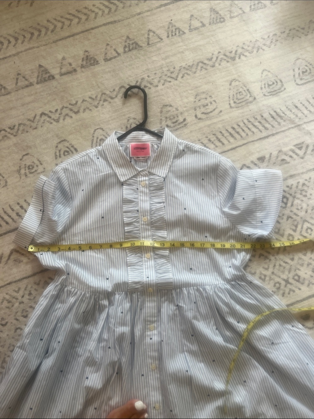 kate spade Light Blue and White Striped Short Sleeve Ruffle Front Dress - Picture 4 of 7